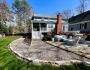 Chalet stone walkway with cobble stone border 