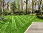 Back yard with fresh cut grass