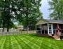 Diagonal striping on a client's back yard